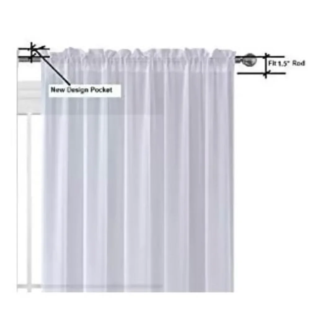 Set of 2 WPM 84-Inch Sheer Pink Solid Voile Panel Curtains